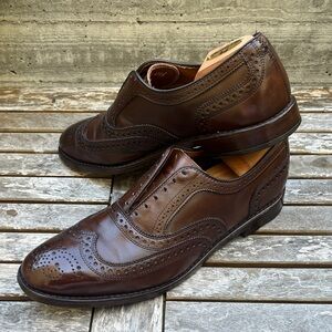 SOLD – Allen Edmonds Wingtip Oxfords 10.5 D Deep Chocolate Brown Leather Brogues